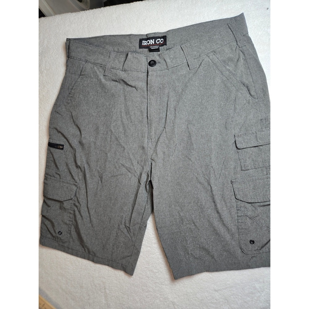 Iron Co Mens Grey Stretch Cargo Shorts Size 36 Heathered Utility Techwear